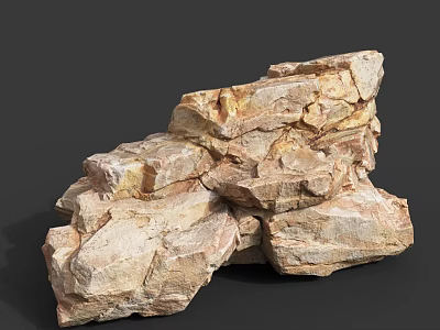 Natural Outdoor Rock Formation With Stacked Stones Textured Surface And Earth Tones 3d model