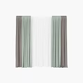 Layered Curtains With Light Green Brown And White Textured Fabric For Home Decor