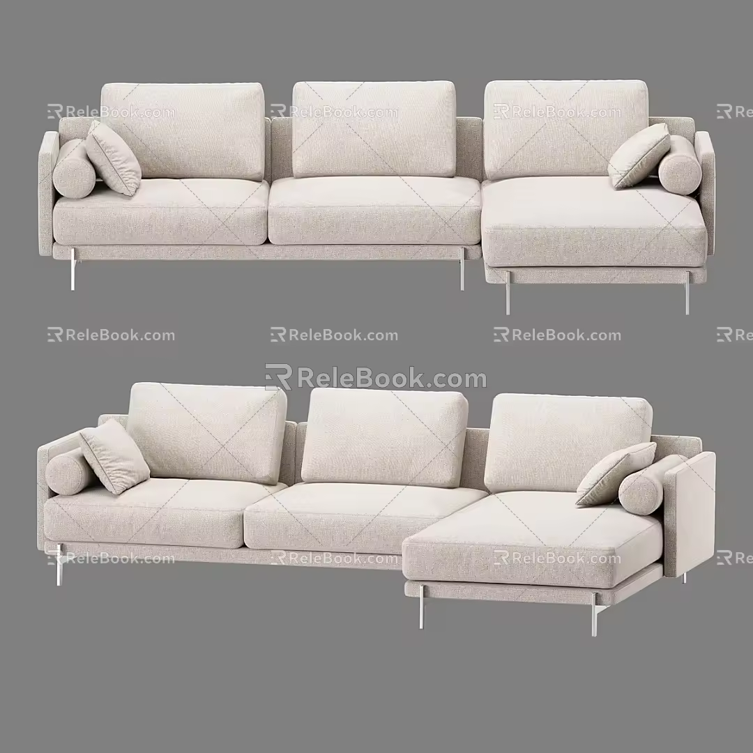 Nordic Simple Double Sofa Simple Double Sofa Pillow Simple Cushion 3d model