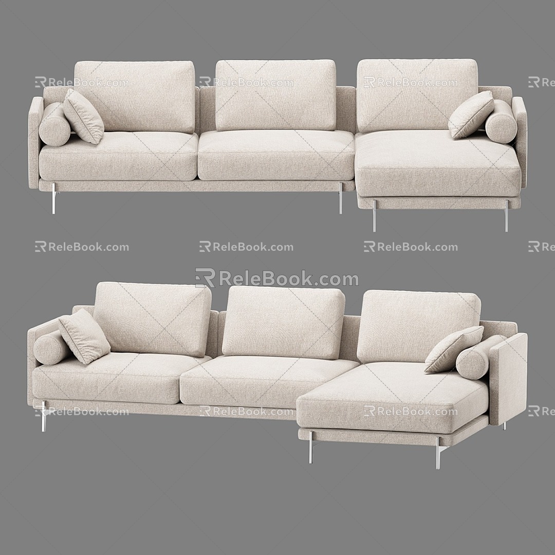 Nordic Simple Double Sofa Sofa Simple Double Sofa Pillow Simple Cushion Cushion 3d model