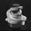 Modern Spiral Library Building With Glass Facade Wooden Elements Night Lighting And Surrounding Trees