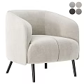 Light Beige Fabric Accent Chair With Curved Arms Stitched Details And Black Slim Legs
