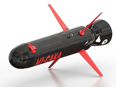 Baka Kamikaze Weapon Model Featuring Black Body And Red Fins Design 3d model