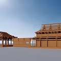 Ancient Architecture Wooden Model With Traditional Structure And Roof Framework Components 3d model