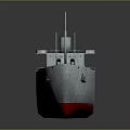 White Ship Model With Red Bottom And Deck Structures On Reflective Surface