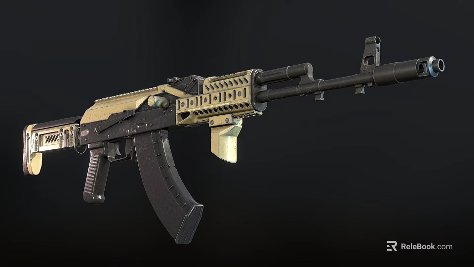 Modern Tactical Assault Rifle Featuring Black And Tan Finish With Detachable Magazine And Rail System 3d model 