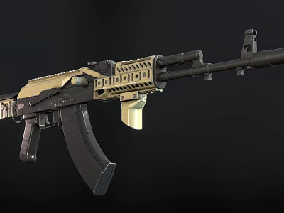 Modern Tactical Assault Rifle Featuring Black And Tan Finish With Detachable Magazine And Rail System 3d model