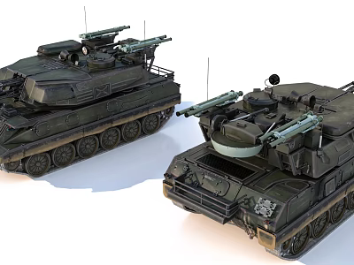 Armored Military Tanks Featuring Turrets Missile Launchers And Camo Tracks 3d model