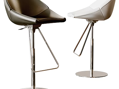 Modern Black and White Leather Bar Stools With Sleek Metal Frame Design 3d model