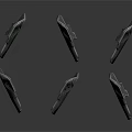 Futuristic Metallic Weapons With Sleek Design And Detailed Modern Structure