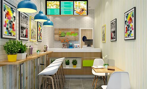 Modern Beverage Shop Yogurt Shop Beverage Shop Small Fresh 3d model