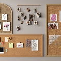 Cork board message board photo wall note wall 3d model