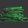 Neatly Coiled Green Cable With Red Ends Placed On Gray Mat
