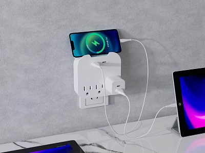 Wall Mounted Charging Station With Multiple Ports For Mobile Phone And Tablet Charging 3d model