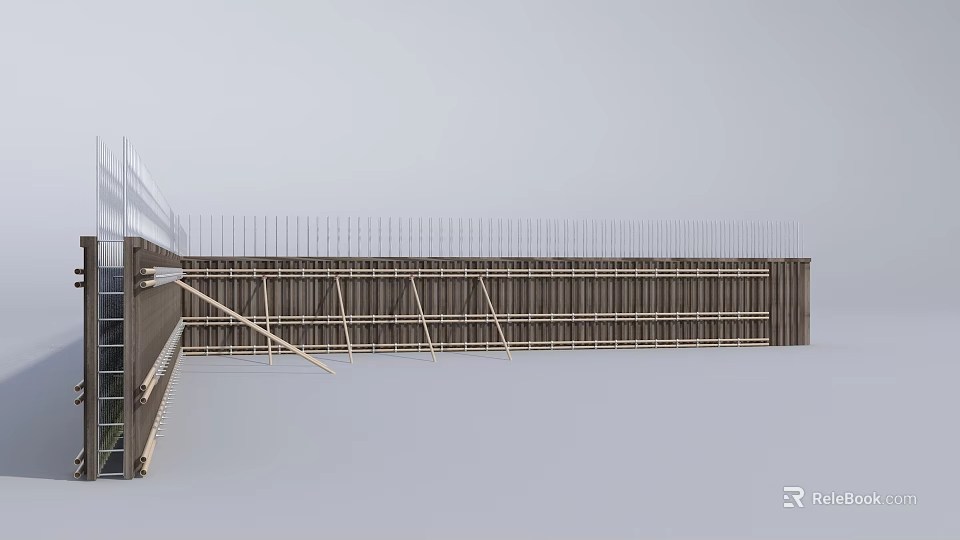 Light Fixture Combination with Wooden Frame and Metal Brackets for Modern Interior 3d model 