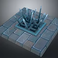 Medieval Fantasy Stone Trap With Rising Spikes On Cracked Square Platform