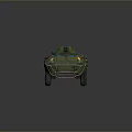 Green Military Armored Vehicle with Number 1305 Turret and Wheels