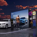 Dongfeng Nissan AR Car Viewing Experience With White Blue Cars And Person At Exhibition