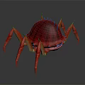 Red Crab With Spiky Shell And Multiple Legs On Dark Background With Reflection