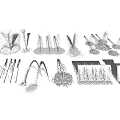 Various Decorative Fountain Designs Featuring Different Water Jet Shapes And Spray Patterns 3d model
