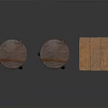 Wooden Furniture Set Including Two Small Round Stools And One Tall Stool
