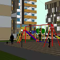 Modern Multistory Residential Apartment Buildings With Green Trees Lawns And Pathways