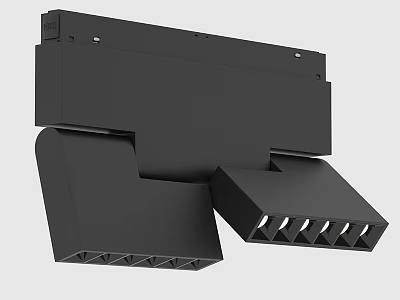 Black Modern Recessed Downlights And Spotlights With Multiple Light Heads 3d model
