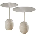 Modern Tea Tables with Black Round Tabletop and Green Marble Spherical Base 3d model