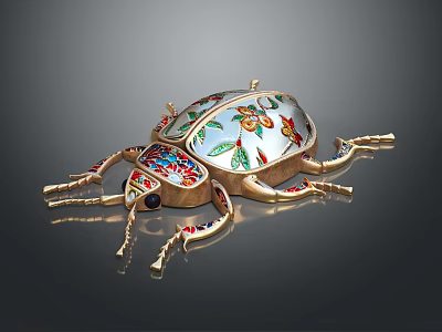 Colorful Enamel Beetle Shaped Decorative Furniture Ornament With Metal Body And Reflective Finish 3d model