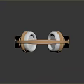 Modern Over Ear Computer Headphones With Gold Frame White Cushions And Black Headband