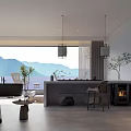 Modern Hotel Room Interior With Mountain View Bathtub Fireplace And Seating Area