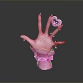 Medical Device Pink Hand Model With Heart Shaped Decoration Flower Wrist And White Base