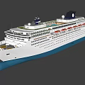 Large White Cruise Ship Sailing On Sea Under Cloudy Sky 3d model