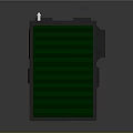 Green Container Building With Solar Panels On Roof And Small Windows