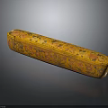 Elongated Yellow Decorative Box With Intricate Colorful Floral Design Patterns