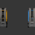Colorful Industrial Forklifts In Various Colors On Dark Reflective Background