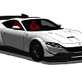 White Ferrari Sports Car Featuring Red Interior Black Rear Spoiler And Sporty Design