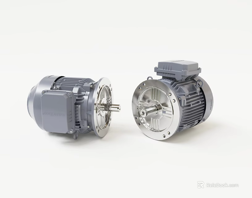 Industrial Motors With Grey Housing And Metal Components For Industrial Machinery 3d model 