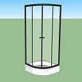Modern Shower Sauna Enclosure With Black Frame Transparent Glass And Marble Base