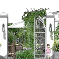 Elegant Restaurant With Glass Structure Outdoor Seating And Lush Green Plants
