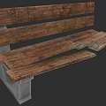 Rustic Wooden Public Bench With Planked Seat And Sturdy Concrete Base
