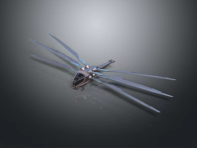 Futuristic Mechanical Dragonfly Model With Sleek Metallic Wings And Detailed Body Structure 3d model