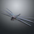 Futuristic Mechanical Dragonfly Model With Sleek Metallic Wings And Detailed Body Structure