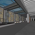 Modern Cultural Center Interior Featuring Glass Dome Multi Level Walkways And Art Installations