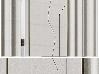 Modern Wall Decor With Curved Line Design Wooden Panels And Gold Accents 3d model