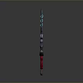 Fantasy Decorative Sword With Blue Purple Blade And Red Hilt Ornate Design