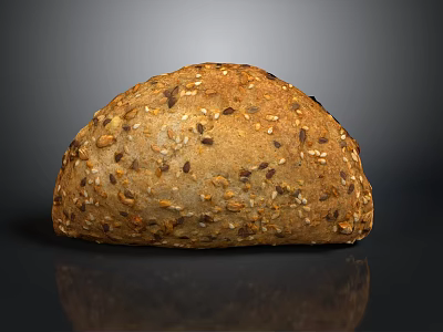 Healthy Whole Grain Seeded Bread Loaf With Sesame Flax And Sunflower Seeds 3d model