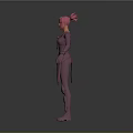 3D Character Model With Blue Outfit White Hair And Orange Face In Cartoon Style
