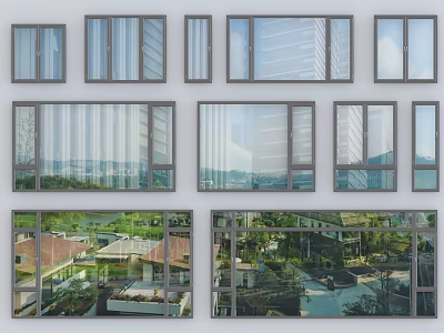 Casement Windows In Various Modern Styles For Residential Buildings With Clear Views 3d model