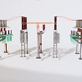 Industrial Power Equipment With Metal Frames Ceramic Insulators And Copper Wires 3d model